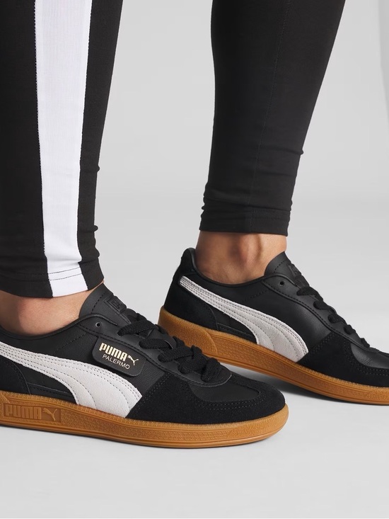 Puma Shoes - Puma Palermo Black Dark Green and White Sneakers with Gum Sole